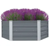 vidaXL -Pflanzer erhöht 129 x 129 x 46 cm galvanisé Stahlgrau grau