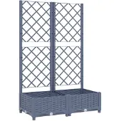 vidaXL Jardinière de jardin avec treillis Bleu Gris 80x40x121,5 cm PP