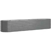 vidaXL Lit surélevé de jardin Acier galvanisé 368x80x68 cm gris