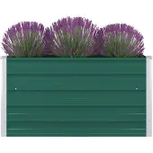 vidaXL Lit surélevé 100 x 100 x 45 cm Acier galvanisé Vert