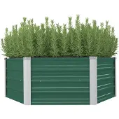 vidaXL Lit surélevé 129 x 129 x 46 cm Acier galvanisé Vert