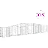 vidaXL Gabions avec arc surélevé 15 pcs. 400x30x60/80 cm Fer galvanisé