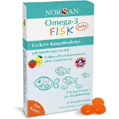 Norsan Omega-3 FISK Jelly - délicieuses gommes à mâcher au goût fraise-citron pour les enfants, 45 pièces.