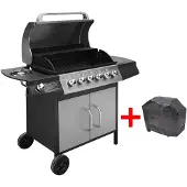 vidaXL Barbecue à gaz 6+1 flammes noir et argenté
