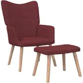vidaXL Fauteuil relax avec pouf vin rouge Tissu