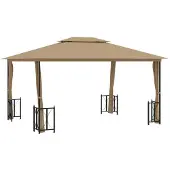 vidaXL Tonnelle avec parois et toit double 3x4 m Taupe