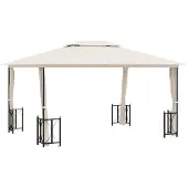 vidaXL Pavillon avec parois latérales & double toit 3x4 m Crème