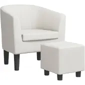 vidaXL Fauteuil avec repose-pied blanc similicuir