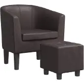 vidaXL Fauteuil avec repose-pied marron similicuir