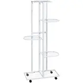 vidaXL Jardinière à 5 niveaux avec roues 44x23x100 cm Blanc Fer
