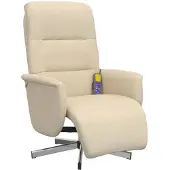 vidaXL Fauteuil de massage avec repose-pieds Crème Tissu