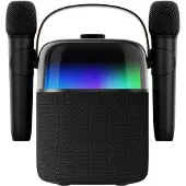 ProCaster Haut-parleur karaoké avec deux microphones (4 h), Enceinte Bluetooth, Noir
