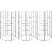 vidaXL Gabion lits surélevés 3 pcs. Rond Acier galvanisé Ø30x50 cm
