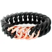 TheRubz Bracelet - Le Rubz - Petit cercle - Acier inoxydable - Silicone - 17 cm - Rose et Noir