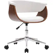 vidaXL Chaise de bureau pivotante Blanc Bois courbé et similicuir