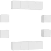 vidaXL Ensemble de 8 meubles TV blanc en bois composite