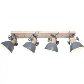 Licht-Trend Mexlite - spot - Gearwood - gris - métal bois de caoutchouc - spot en saillie - E27 - 2729GR