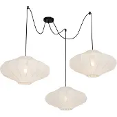 QAZQA Lampadaire suspendu Japandi blanc 50 cm 3 lumières - Plu