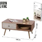 Urban Living Table basse "Baobab" - Marron - L 100 x P 50 x H 46,5 cm