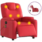 vidaXL Fauteuil de massage électrique rouge similicuir