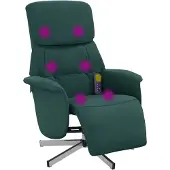 vidaXL Fauteuil de massage avec repose-pieds Vert foncé Tissu