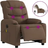 vidaXL Fauteuil de massage électrique Marron Tissu