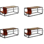 vidaXL Table basse avec porte-revues en cuir véritable 110x50x45 cm