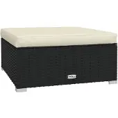 vidaXL Tabouret de jardin avec coussin noir 70x70x30 cm Poly rotin