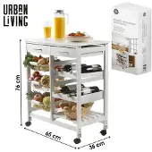 Urban Living Desserte à roulettes avec 2 tiroirs et de multiples rangements - H. 76 cm - Noir