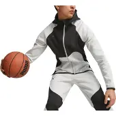 Puma Veste de survêtement 'Hoops Team Dime' gris clair / noir