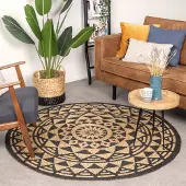 FRAAI Tapis rond en jute - Henna Maya Naturel | Ø 180 cm | Rond | Tissage plat
