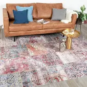 FRAAI Tapis patchwork - Azara Rouge | 230x330 cm | Rectangulaire | Tissage plat