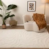 FRAAI Tapis lavable | Dunya Zebra Blanc | 200x290cm | Blanc | Rectangulaire | Tapis