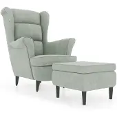 vidaXL Fauteuil à oreilles avec tabouret gris clair velours
