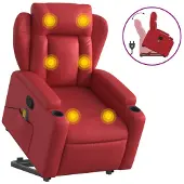 vidaXL Fauteuil de massage avec releveur Rouge similicuir