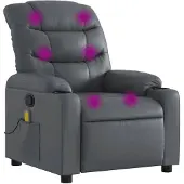 vidaXL Fauteuil de massage Gris Similicuir