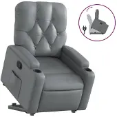 vidaXL Fauteuil relax avec releveur Gris Similicuir