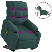 vidaXL Fauteuil de massage électrique avec releveur Tissu vert foncé