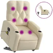vidaXL Fauteuil de massage électrique avec releveur Crème Tissu