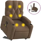 vidaXL Fauteuil de massage avec releveur Marron Tissu