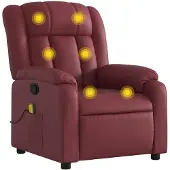 vidaXL Fauteuil de massage vin rouge similicuir