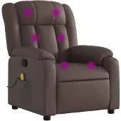 vidaXL Fauteuil de massage brun similicuir