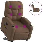 vidaXL Fauteuil de massage électrique avec releveur Marron Tissu