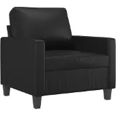 vidaXL Fauteuil avec pouf Noir 60 cm Similicuir
