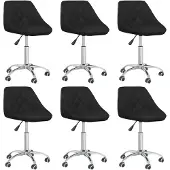 vidaXL Chaise de salle à manger 6 pcs. Pivotantes Noir Similicuir