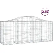 vidaXL Gabions avec arc surélevé 25 pcs. 200x50x80/100cm Fer galvanisé