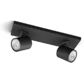 TRIO Spot de plafond noir Runner 2 lumières