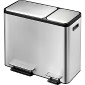 EKO - EcoCasa Recycler Poubelle à pédale 30+15 litres - Acier inoxydable Plastique - Acier inoxydable mat
