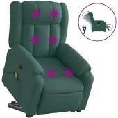 vidaXL Fauteuil de massage électrique avec releveur Tissu vert foncé