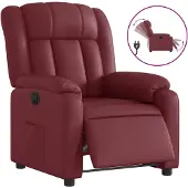 vidaXL Fauteuil relax électrique vin rouge similicuir